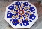 18" White Marble Table Top coffee center side inlay malachite antique Decor p7