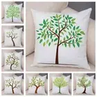 Nordic style Green Leaf Cushion Cover Decor Cartoon Tree Print Pillow Case Sofa