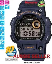 CASIO WATCH W-735H-2AV W735 VIBRATION ALARM 12-MONTH WARRANTY