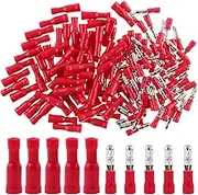 Hilitchi 50Pairs Insulated Male Female Bullet Quick Splice Wire Terminals Wire Crimp Connectors (Red, 22-16 Gauge)
