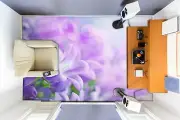 3D Purple Flower PKE3695 Floor WallPaper Murals Wallpaper Mural Print Bea