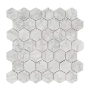 Decor8 Tiles 300 x 302 x 10mm White Marble Bianco Carrara Hexagon Mosaic Tile