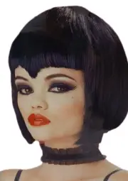 Vampire Short Wig Black Costume Hair Widow's Peak Goth Punk Theatre Halloween