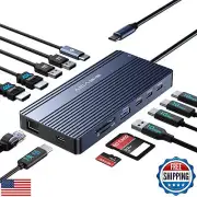 USB C Docking Station Dual Monitor 2 HDMI 4K@60HZ,14 in 1 Laptop Docking Stat