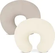 Wimist Nursing Pillow Covers 2 Pack, Muslin Nursing Cover for Breastfeeding Pillows, Comfortable for Baby Girls and Boys (Beige & Pale Yellow)