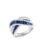 Bloomingdale's Fine Collection Sapphire & Diamond Crossover Ring in 14K White Gold