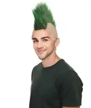 Adult Men 80s Punk Green Mohawk Mohican Wig Bald Heavy Metal Rock Wig, HM-322A