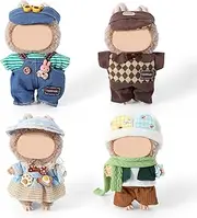 4-Pack Labubu Doll Clothes Set – Adorable Handmade Outfits for 17cm Dolls – Cute Dress-Up Costumes for Labubu Plush Toy – Perfect for Doll Collectors & Gift Giving (Pack 4 Clothes Set-02)