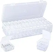 24 Small Clear Plastic Bead Organizer Box with Hinged Lid, Storage Containers for Diamond Painting Art