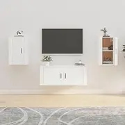 Wall Mounted TV Stands White Set, Storage Cabinets for Living Room, Bedroom Entertainment Center, Shelves, Modern Media Table, 40x34.5x60 cm