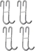 AIMALL 4PCS S-Type Double Hook, 4.72 Inch Stainless Steel S-Shaped Multi-Use Bathroom & Kitchen Towel Hook with Non-Slip Rubber Coating, Anti-Scratch, No-Drill Clothes Door Hook