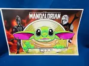 STITCH Grogu Star Wars SIGNED Art Print by Jonathan Hallett Mandalorian dd
