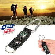 Multifunctional Mini Carabiner Keychain 3 In 1 Camping Compass Thermometer Key