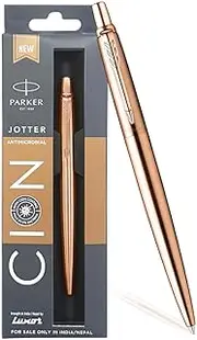 [PARKER] Jotter Anti Microbial Stainless Steel Blue Ink Ball Pen, Blue