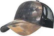[YMXWAN] Men's Beret Ponytail Hole Mesh Cap Baseball Cap Duck Tongue Hat Sun Hat Sunshade Hat, 6, One Size