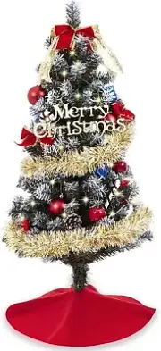Mini Christmas Tree Table Top Artificial Decoration 30 LED 3ft Xmas Desk Indoor