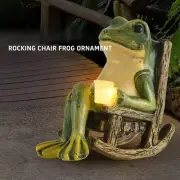 Solar Powered Frog Statue Walkway Patio Housewarming Gifts Pond Garden Decor