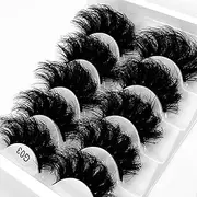 FEITA Fluffy Wispy False Eyelashes 8D Volume Thick Soft Strip Eyelash Dramatic Faux Mink Fake Eye Lashes 5 Pairs Multi Pack