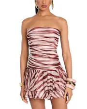 Retrofete Shaniece Silk Printed Layered Mini Dress