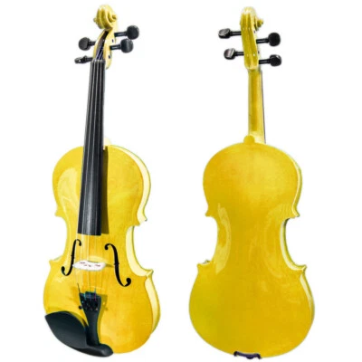 SKY 4/4 Full Size Solid Wood Gold Violin Beautiful with Bow Brazilwood Bow Rosin