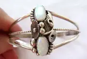 Navajo Maxine Calladito Double Opal Cuff Bracelet 925 Sterling Silver NWT