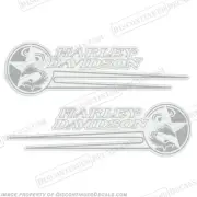 Fits Harley Davidson Softail Gas Tank Decals -Silver (Set of 2) 1992-1993