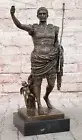 BRONZE JULIUS CAESAR Roman Military Bust Sculpture Art Deco Warrior Artwork