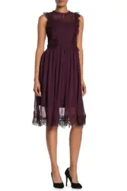 NWT Ted Baker Porrla Frill Lace Dress Maroon Purple Ted 2 US 4-6 - $349