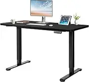 LEVEDE Electric Standing Desk, 120 X 60cm Height Adjustable Sit Stand Desk, 4 Height Memory Home Office Desk, Whole Piece Computer Workstations with Telescopic Frame (Black Top + Black Frame)