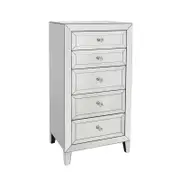 Tallboy MDF Silver Mirror Five Drawers with Sparkling Handle