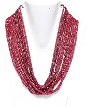 [Jaipur Gems Mart] AAA+ Ruby Gemstone 3mm-4mm Faceted Rondelle Beads | Natural Red Ruby Precious Gemstone Faceted Loose Beads for Jewelry Making |18inch Strand, Gemstone, Ruby