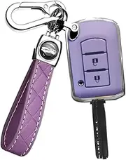 ontto TPU Car Key fob Cover Fit for Mitsubishi Eclipse Cross Outlander Sport Mirage G4 Lancer 2016-2021 Key case Shell Holder Bag Keychain Keyring Accessories 2 Buttons Purple