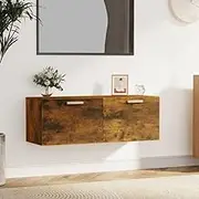 Wall Cabinet Smoked Oak 100x36.5x35 cm, Engineered Wood Floating Storage with 2 Drawers, Wall-Mounted Organizer for Home, Office, Closet - Stylish Space-Saving Shelving, 60 kg Capacity