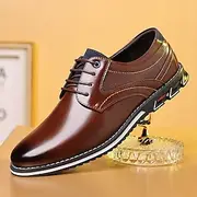 Men's Oxfords Derby Shoes Walking Casual Daily Office Career Leather Comfortable Lace-up Bark brown Black Spring Fall