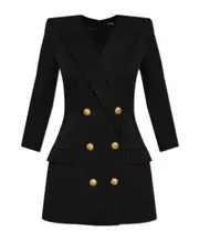 Balmain Slim Fit Double Breasted Blazer Dresss FR34,FR36,FR40,FR42 black