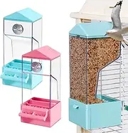 Zuzer Automatic Bird Feeder, Pack of 2 Parrot Feeders, Plastic Bird Water Dispenser, Bird Cage Accessories for Budgies, Lovebirds, Cockatiels