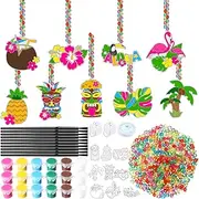 Blosssound 36 Sets Summer Suncatcher Craft Kit Hawaii Aloha Suncatcher Ornament Decor DIY Tropical Window Paint Art Kit Paint Your Own Hawaii Window Art for Classroom Home Summer Birthday Craft Party
