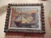 B8 BENIN W. AFRICA POSTAGE STAMP COPPER PIN MANET CLAUDE MONET DANS SON ATELIER