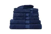 8pc Canningvale Royal Splendour Home Decor Bathroom Towel Set Mezzanotte Blue