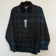 NWT Diesel Plaid Black and Blue Fading Flannel Button Up Shirt Men’s Size S
