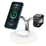 Catzon 3 in 1 Simultaneous Fast Charge Station Support Apple Android Phone iWatch Airpods-White