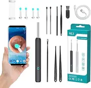 Ear Wax Removal, Ear Cleaner with Camera (1080P), Ear Wax with 8 Pcs Ear Set Removal Kit, Ear Camera Otoscope with Light, Ear Cleaning Kit for iPhone, iPad, Android Phones-Black