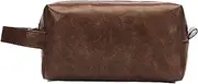 [Generic] Leather Unisex Toiletry Bag | Water-Resistant Shaving Bag | Travel Doopp Kit | Travel Toiletry Bag | Hanging Doopp Kit Canvas Toiletry Organizer | Travel Wash Bag for Toiletries Accessories, Coffee,