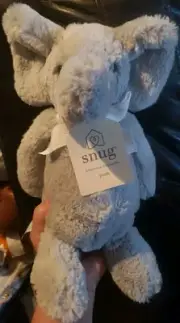 SNUG Pale Gray ELEPHANT Plush Super Soft Baby Stuffed Animal Lovey 12"