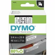 Dymo DYM45803 LabelManager 450 D1 Label Tape, 3/4" x 23 ft, Black on White
