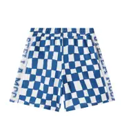 [Stella McCartney Kids] Stella McCartney Kids Logo checked cotton jersey shorts Y 4 blue