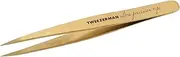 TWEEZERMAN Pointed Tweezers (Hand-Ground Tips, Eyebrows Plucking, Removing Splitters, Stainless Steel), Gold
