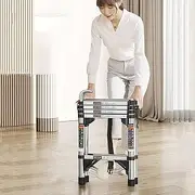 Telescopic Ladders with Handrails,Telescoping Ladder Stainless Steel,Portable Extension Folding Ladder for Household and Outdoor Working,Multi-Purpose Ladder, 330lb Capacity (Size : 4F)
