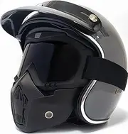 Motorcycle Helmet Open Face Motorcycle Helmet with Mask Removable Liner Jet Style Half Shell Helmet for Adult Men Women Street Racing Motorcycle DOT/ECE Approved