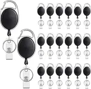 Teskyer Badge Reel, 20 Pack Retractable Badge Holders with Carabiner Belt Clip and Key Ring for ID Card Holder and Keychain